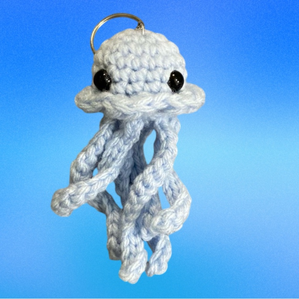 Sold🥳Cute Light Blue Crocheted Jellyfish Keychain